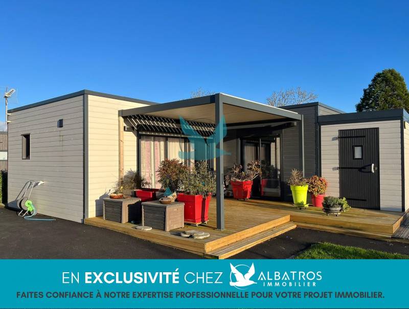 EXCLUSIVITÉ • HERMANVILLE-SUR-MER, Chalet traversant F2 44 m² de plain pied avec 1 chambre en excellent état, exposition sud-ouest, 600m de la plage et des commerces